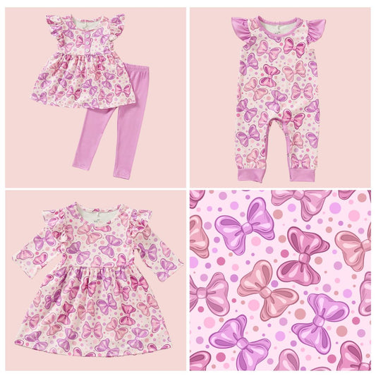 Bowtastic Girls Pink 2 piece pants set