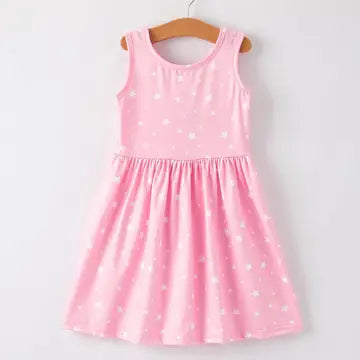 Girl's Summer Dress Pink Stars