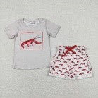 Baby Girls Summer Crawfish Red Tunic Ruffle Shorts Sets